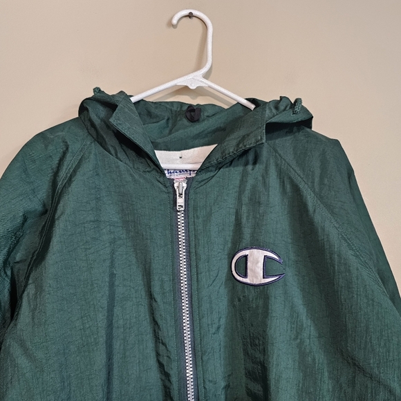 Champion Forest Green Zip-Up Jacket Vintage Size XL - Picture 3 of 11